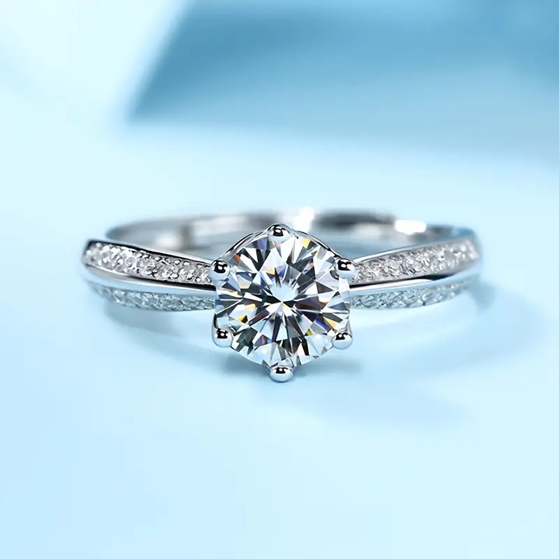 Certified 2 Ct Diamond Ring Lab Created Moissanite Diamond